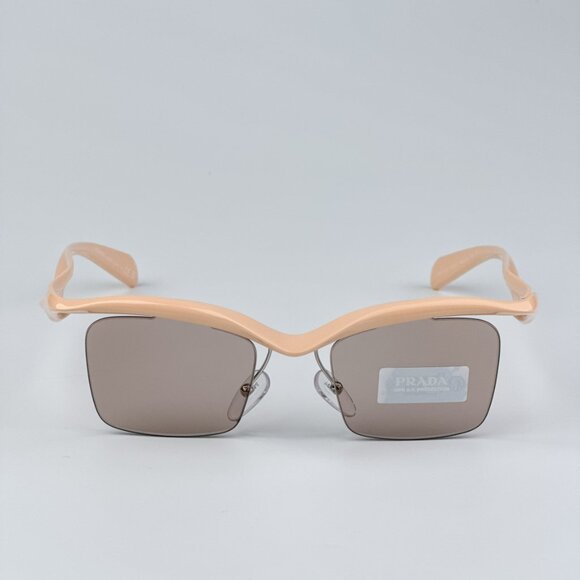 Prada PRA15S 18Q4I2 BRAND NEW Sunglasses Peach Light Brown Rectangle Unisex - Picture 6 of 13